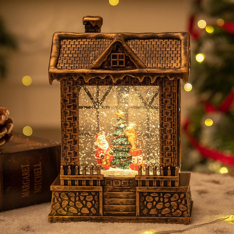 Christmas wind lamp candlestick lamp retro night light desktop ornaments Christmas gift crystal ball snow lamp