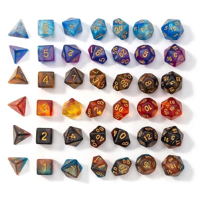 7Pcs Desktop Game Props Educational Toy Polyhedral Kid Multi-Sided Digital Dices