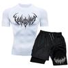 Set T-shirt e Pantaloncini a Compressione ad Asciugatura Rapida da Uomo - Abbigliamento Sportivo per Fitness e Corsa