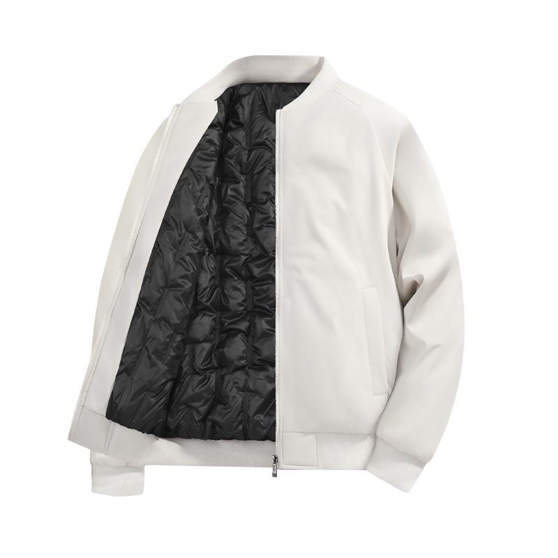 Men's Cotton Stand Collar Winter Jacket - Casual Loose Fit, Solid Color, Zip-up, Padded, Thick Plus Size Outerwear.