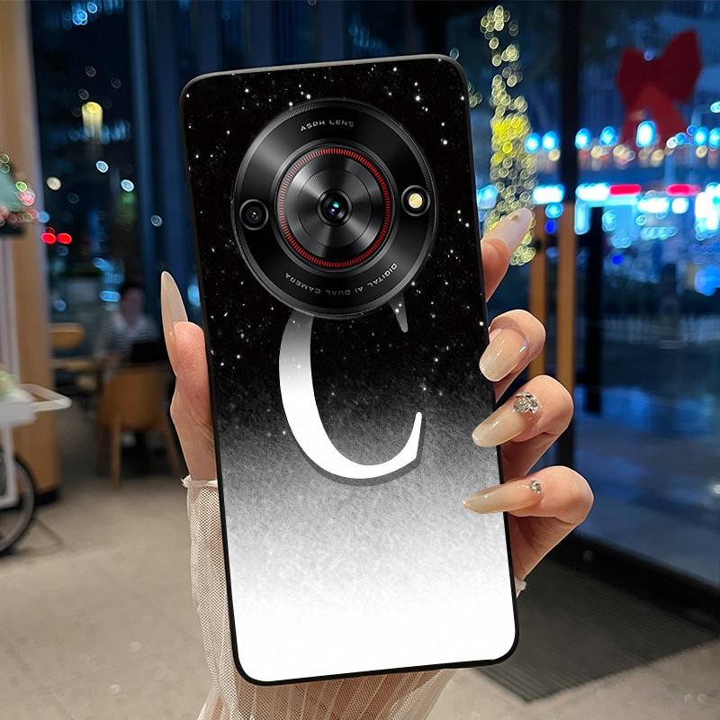 Anti-scratch Soft Case For ZTE Blade A75 5G/ Nubia Focus 5G Custom Name A To Z Letter With Flower Starry Sky Pattern Casing