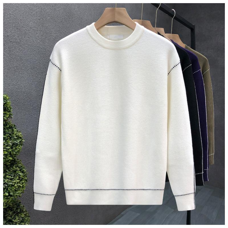 Осень Зима Круглый вырез Пэчворк Простой Универсальный Пуловер Свитер Мужской Свободный Повседневный Вязаный Топ Мужской M