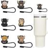 Cow Straw Tip Covers 6X Highland Cow Reusable Straw Tips Cover Reusable Straw Tips Cover Dust-Proof Straw Toppers Highland Cow
