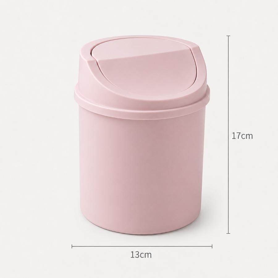 Nordic Mini Desktop Trash Can With Lid Solid Color Garbage Bin For Office Bedroom Tabletop Waste Storage Home Cleaning Organizer
