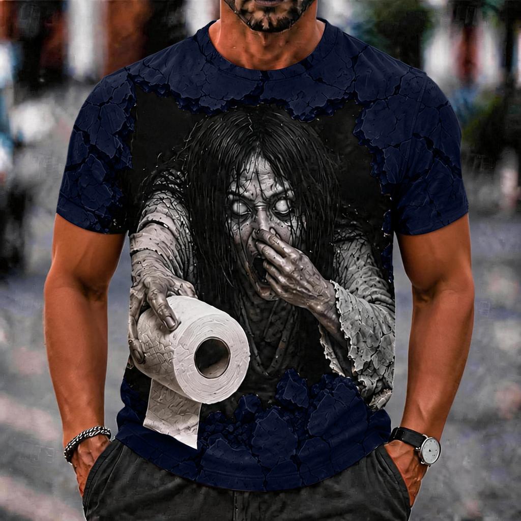 Men's Funny Halloween Printed T-Shirt for Costume Party