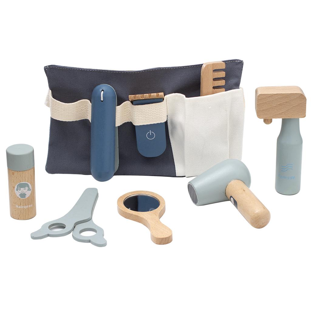 Children'S Simulation Barber Set Toys, Early Education Educational Toys, Wooden Simulation Barber, Hair Dryer, Role-Play Barber