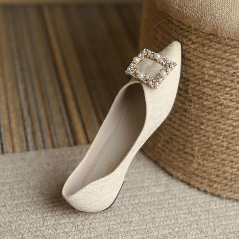 Fashion Korean Style Fashion Pearl Slip-on Woman Flats Spring and Autumn Pointed Toe Shoes for Women Low Price Casual Comfortable Shoe