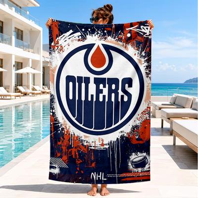 Energetic Oilers Team Spirit Beach Towel, Super Soft Microfiber, Perfect Gift for Her/Him, Birthday, for Pool, Beach, Travel, Decor Beach Party