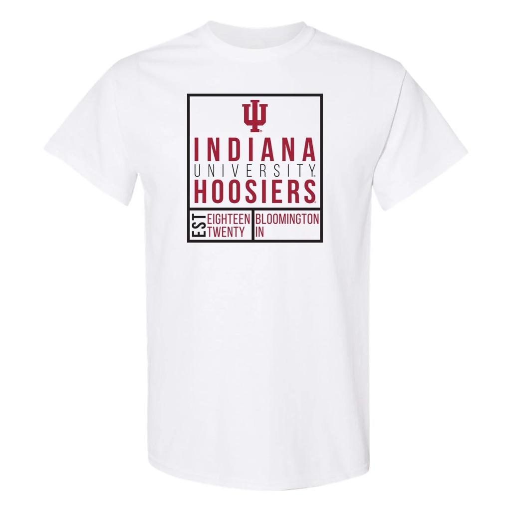 Indiana Hoosiers Box Label Short Sleeve T-Shirt - White