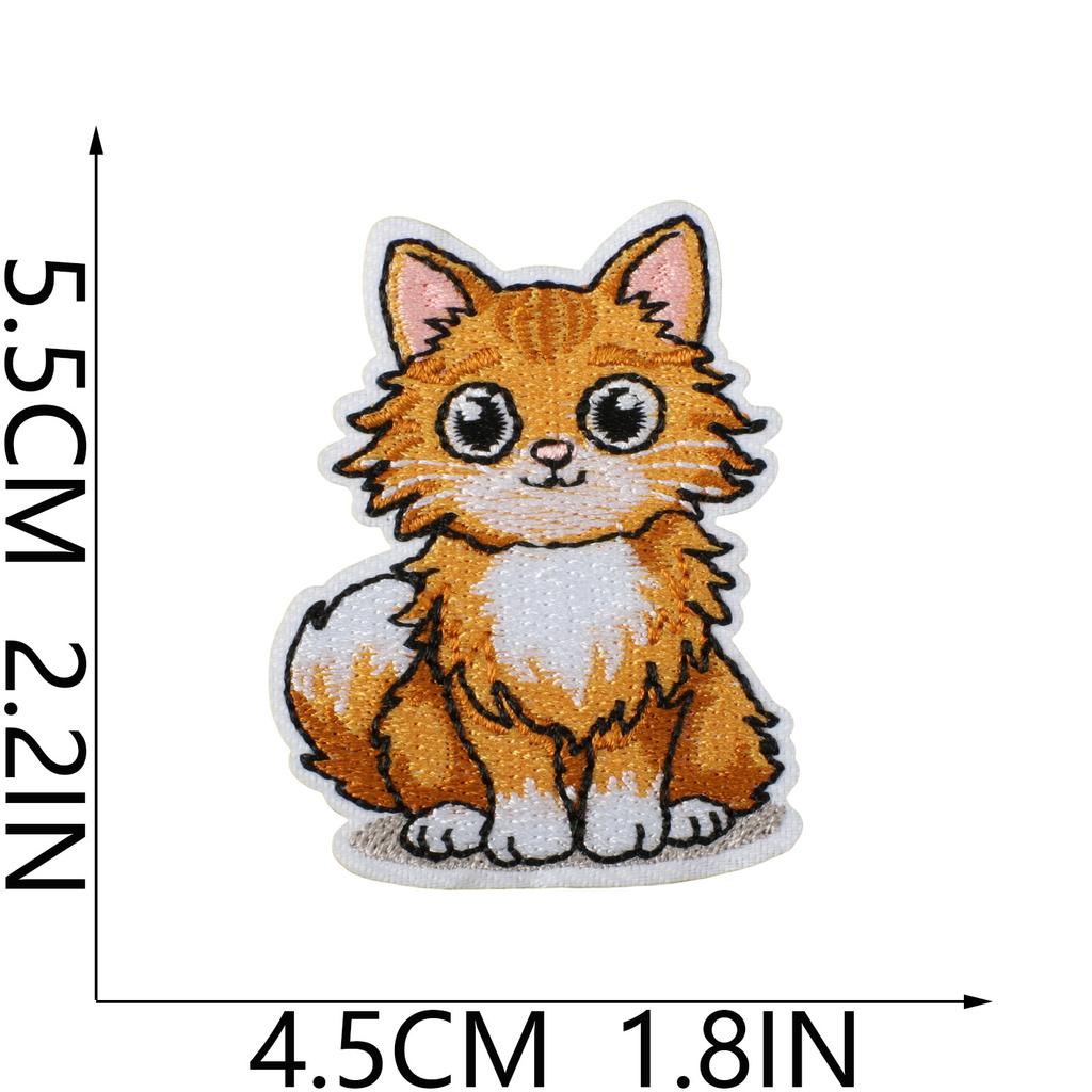 Cat Party Embroidery Cloth Sticker Ironing Cartoon Kitten Embroidery Label Tide Play Bag Decoration Patch Sticker Cute Meow Meow