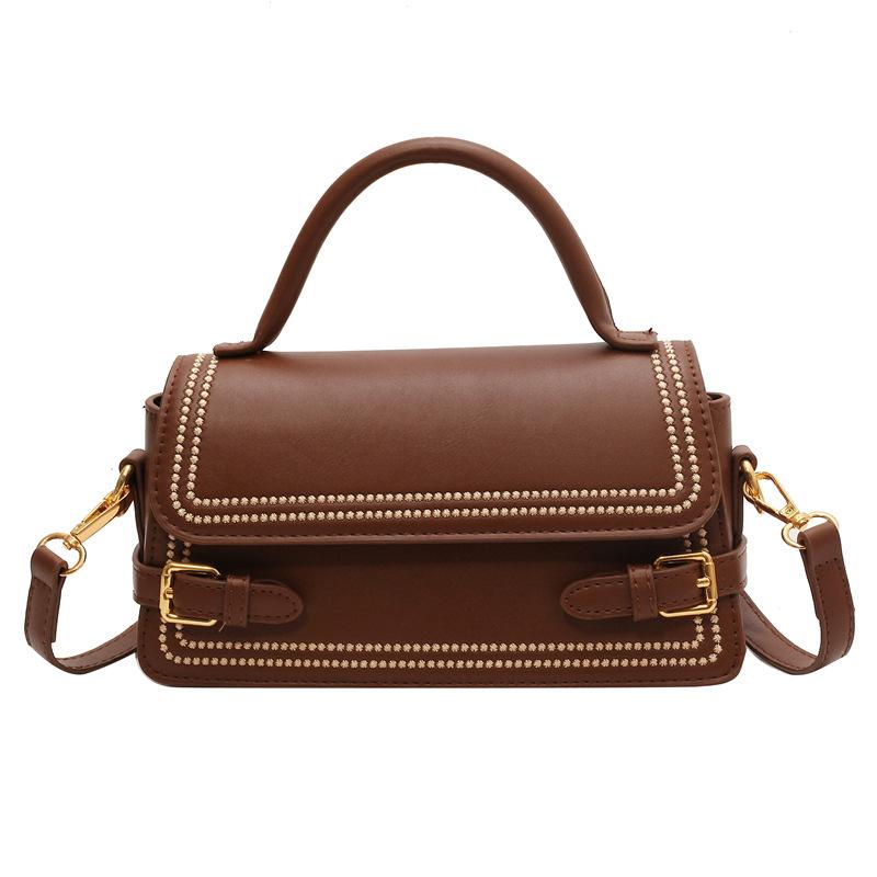 Retro fashion simple texture handbag 2025 spring new versatile shoulder messenger bag small square bag women