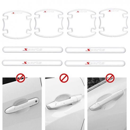 8Pcs Car Accessories Auto Door Handle Bowl Sticker Anti-Scratch Protective Cover