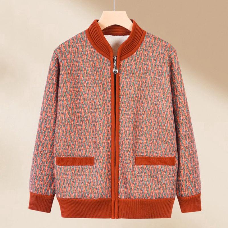 Autumn Knit Cardigan for Elders: Cozy, Fleece-Lined, and Warm - Perfect for Mom or Grandma