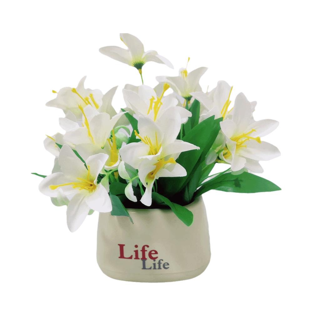 

with Flowerpot Simulation Flowerpotted Plastic Fake Flower Faux Plant Bonsai Desktop Ornament 9