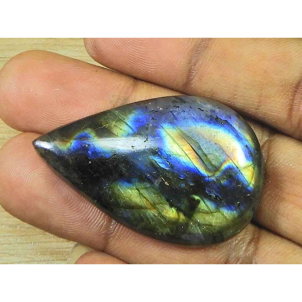 28X44X7MM Natural Labradorite Pear Crystal Cabochon Loose Gemstone 68Cts. SK-3321