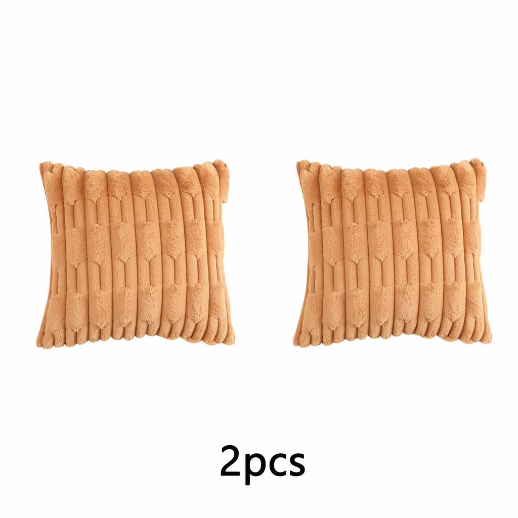 2pcs Faux Bunny Fur Wheat Ear Velvet Pillowcase for Autumn and Winter, Simple Modern Style Cushion Cover