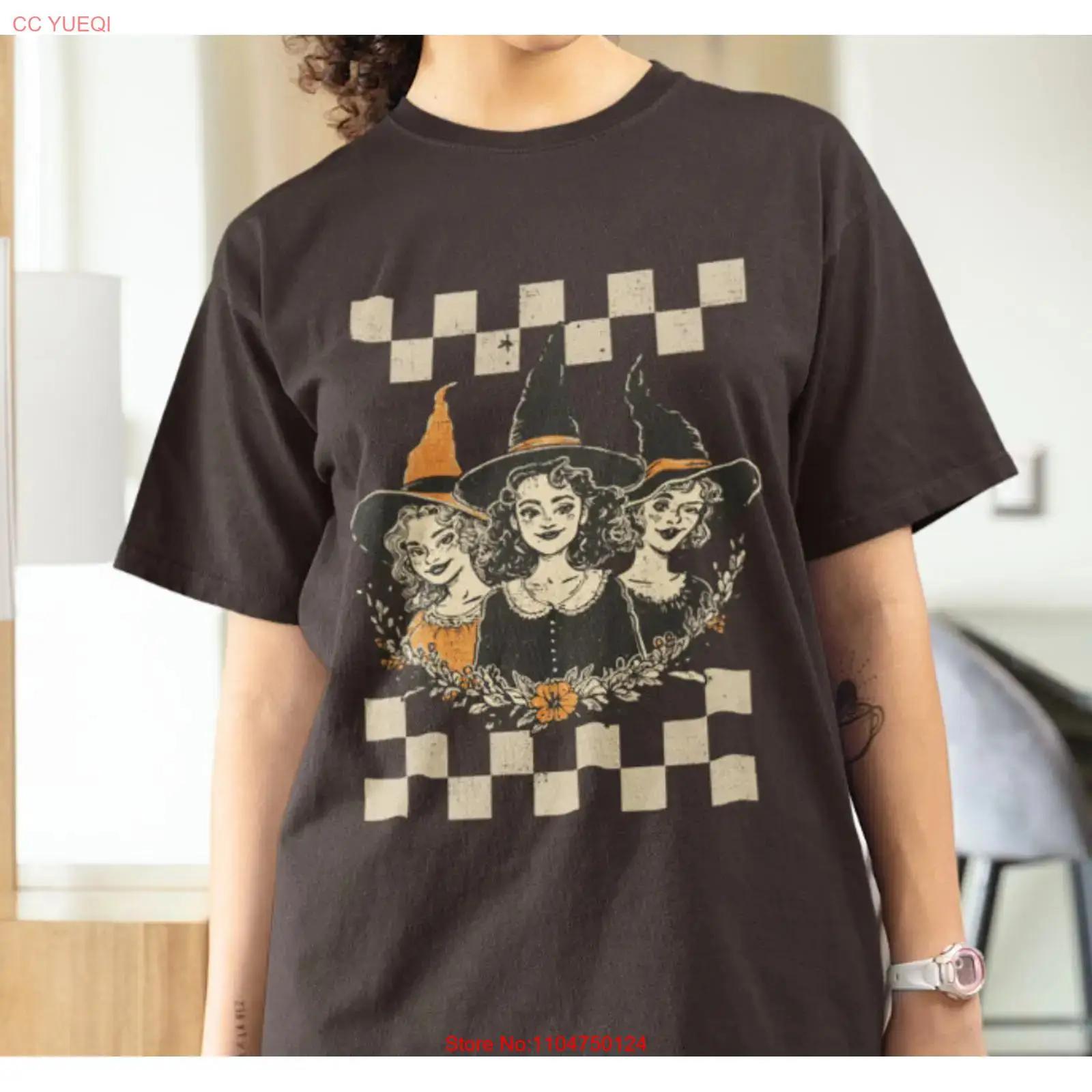 

Vintage Style Halloween Witch T Shirt Cute Witches Autumn Retro Fall vintage Washed homme graphic fashion Casual Versatile S разноцветный