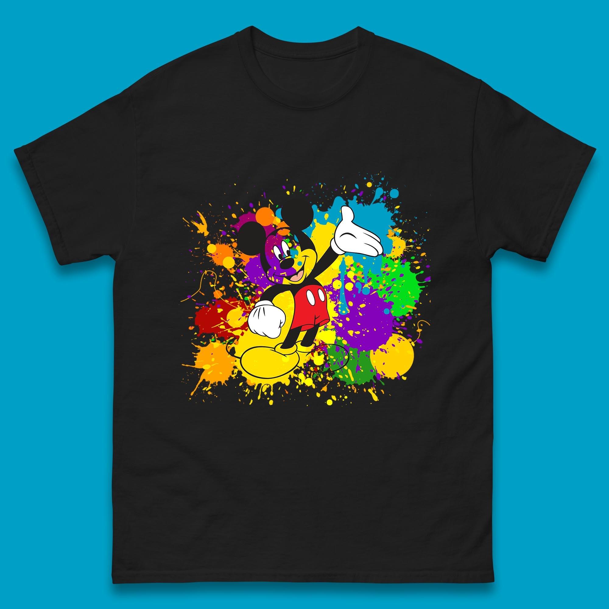 

Abstract Paint Splashing On Disney Mickey Mouse Disneyland Trip Mens Tee Top 2XL