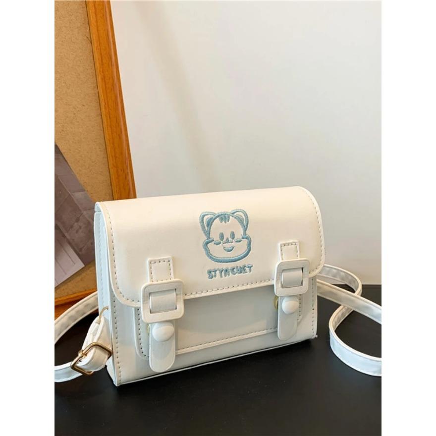 Girls Cat Cute Embroidery Women's Bag Single Shoulder Crossbody Fashion Cartoon Cambridge Bag Casual Hundred Women's Bags