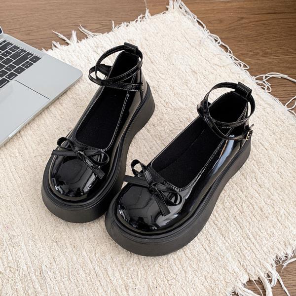 Fashion Bow-Knot Soft Shoes Woman Flats Oxfords Clogs Platform Butterfly Dress Leather Summer New Creepers Mary Janes Butterfly-knot