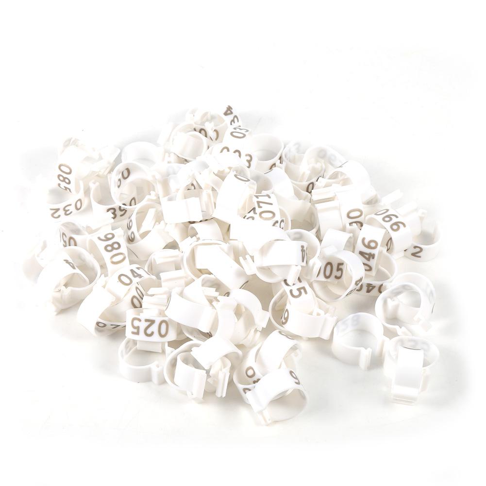 Bird Leg Rings Poultry Leg Bands 6Colors /Bag 16MM 001-100 Numbered Plastic Poultry Chickens Ducks Goose Leg Bands Rings