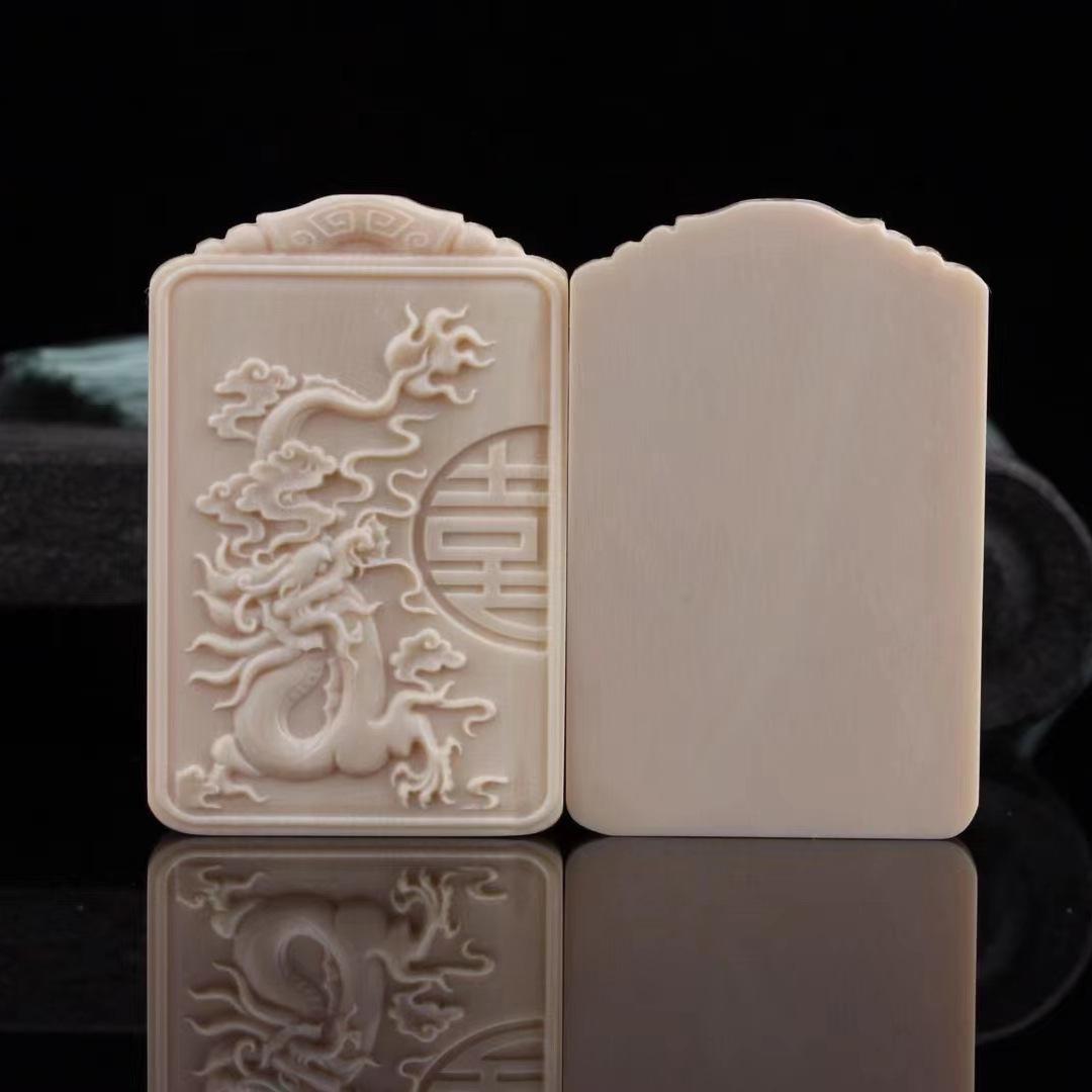 

Кулон-плакетка «Слоновая кость Дракон и Феникс» - Цепочка для свитера Подарок для пары Natural