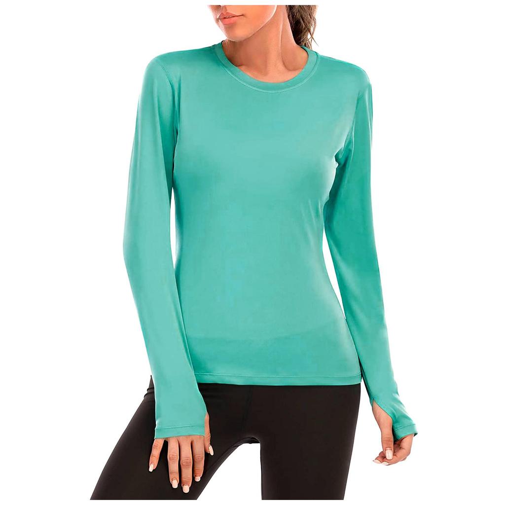 Women Tight-fitting Color Sunscreen Fitness Long-sleeved T-shirt