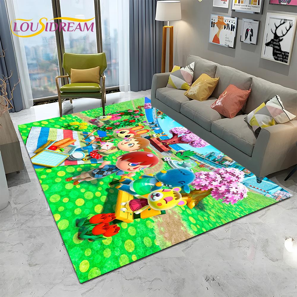 Cartoon Animal Crossing New Horizons Area Rug,Carpet Rug for Living Room Bedroom Sofa Doormat Decor,Kids Play Non-slip Floor Mat