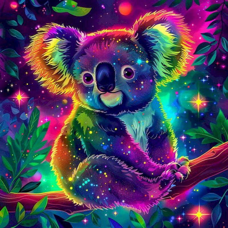 Vollständiges Diamantgemälde Tier 5D DIY Diamantmosaik Koala Fantasy Bastelset Heimdeko Handgemachtes Geschenk