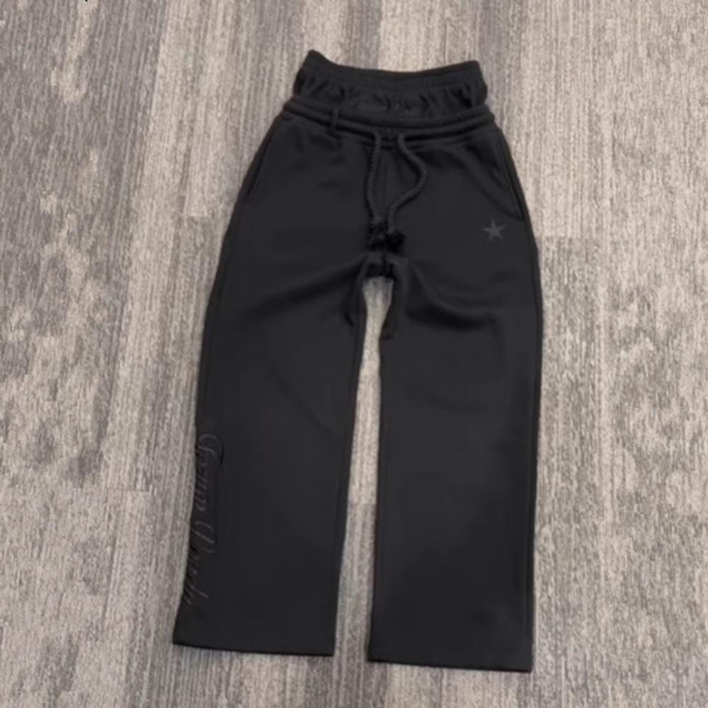 Y2K Herre Joggebukser Gotisk Trendy Dobbel Midje Unisex Joggebukser Hip Hop Amerikansk Stil Retro High Street Casual Treningsbukser