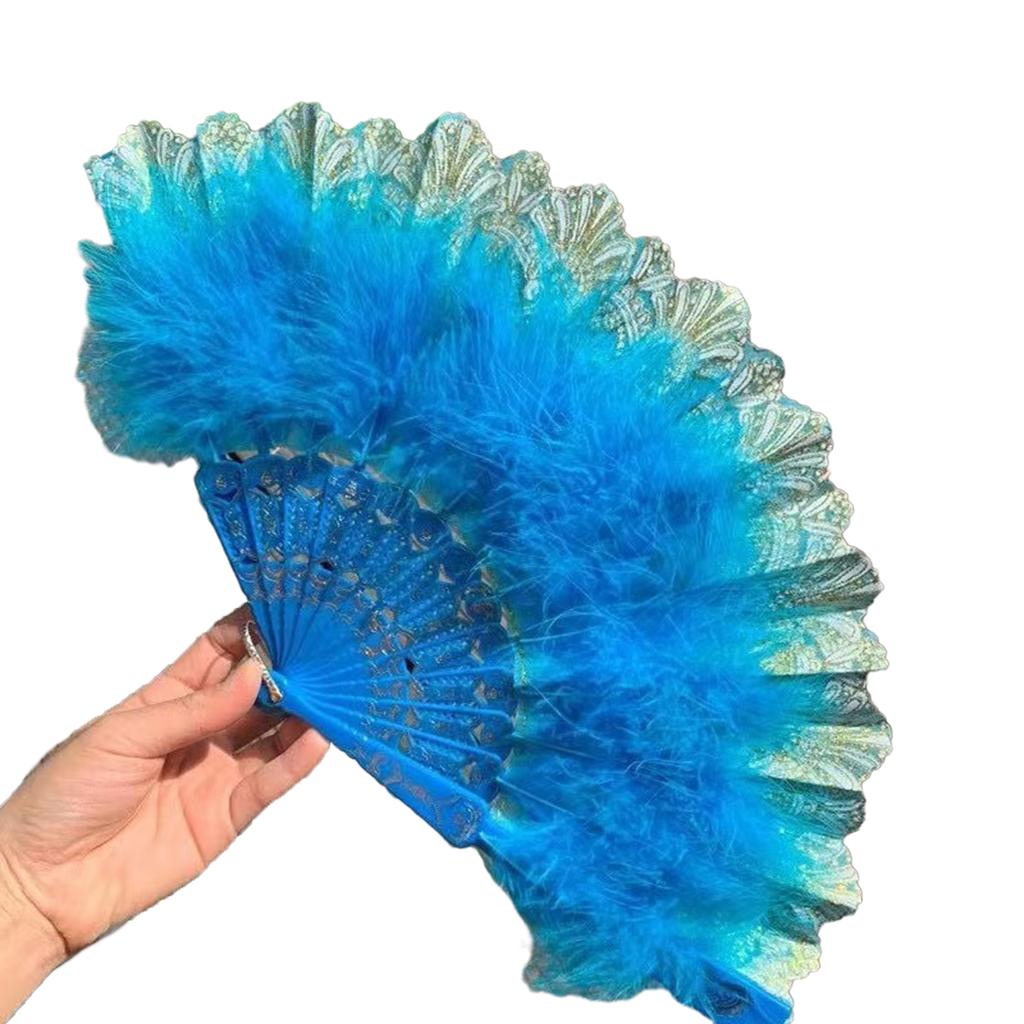 Feather Folding Fan Japanese Sweet Girl Dance Hand Fan with Pendant Tassels Gift Performances Wedding Party Decoration