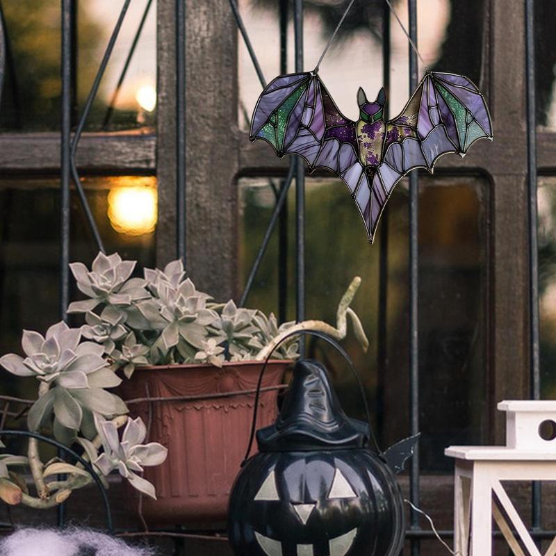 Halloween Bat Ornaments 2D Acrylic Wall Art Decor Halloween Decoration Decorative Pendant For Living Room Home Kitchen