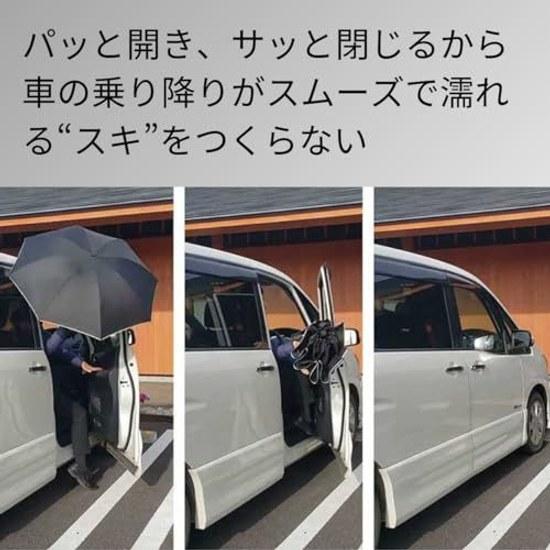 NURASAN-J27 Reverse Folding Umbrella NURASAN One-Touch Automatic Open Close 120cm 8 Ribs Wind Resistant Water Repellent Mens Business