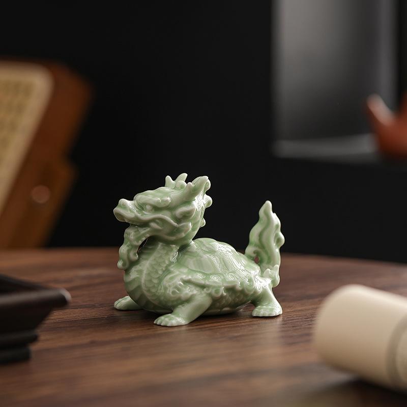 Dragon Turtle Ornaments Ceramic Attract Wealth Leading Turtle Office Desktop Ornaments Chinese Home Decoration Small Gifts