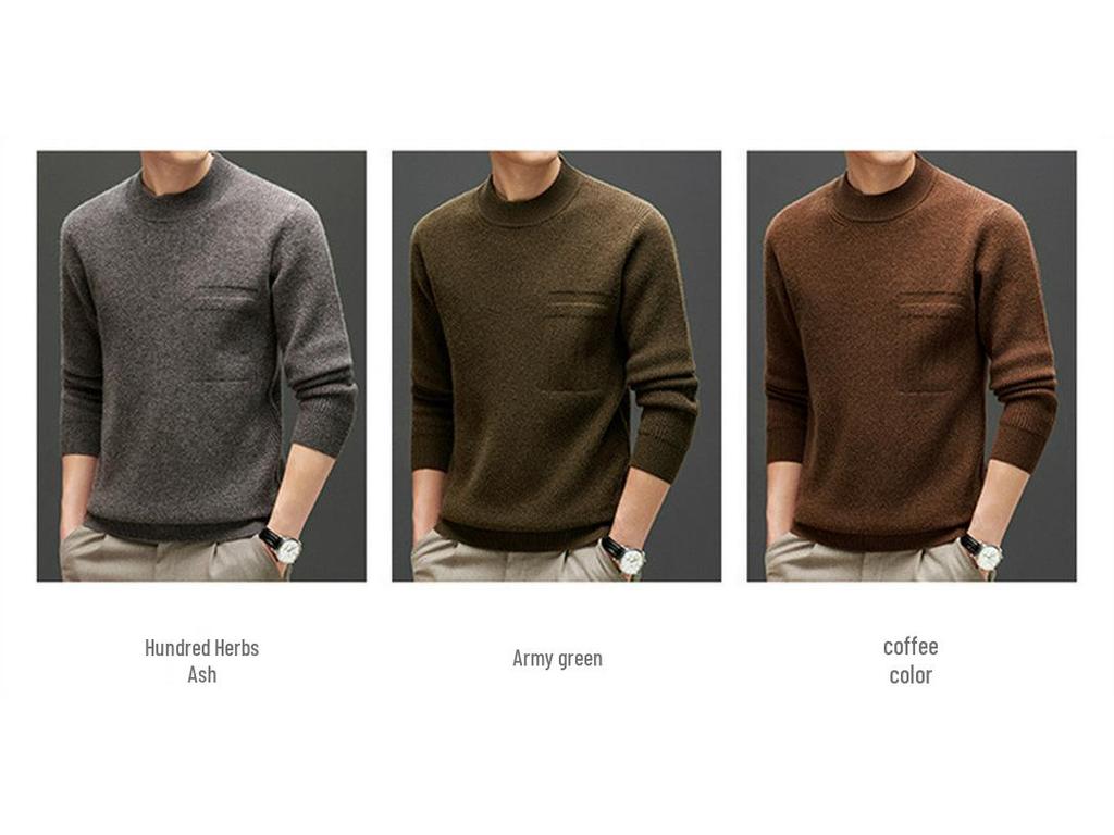 Men's 2025 Winter Wool Sweater: Fashionable Korean Style, Loose Fit, Thickened Round Neck for Middle-Aged and Young Men.