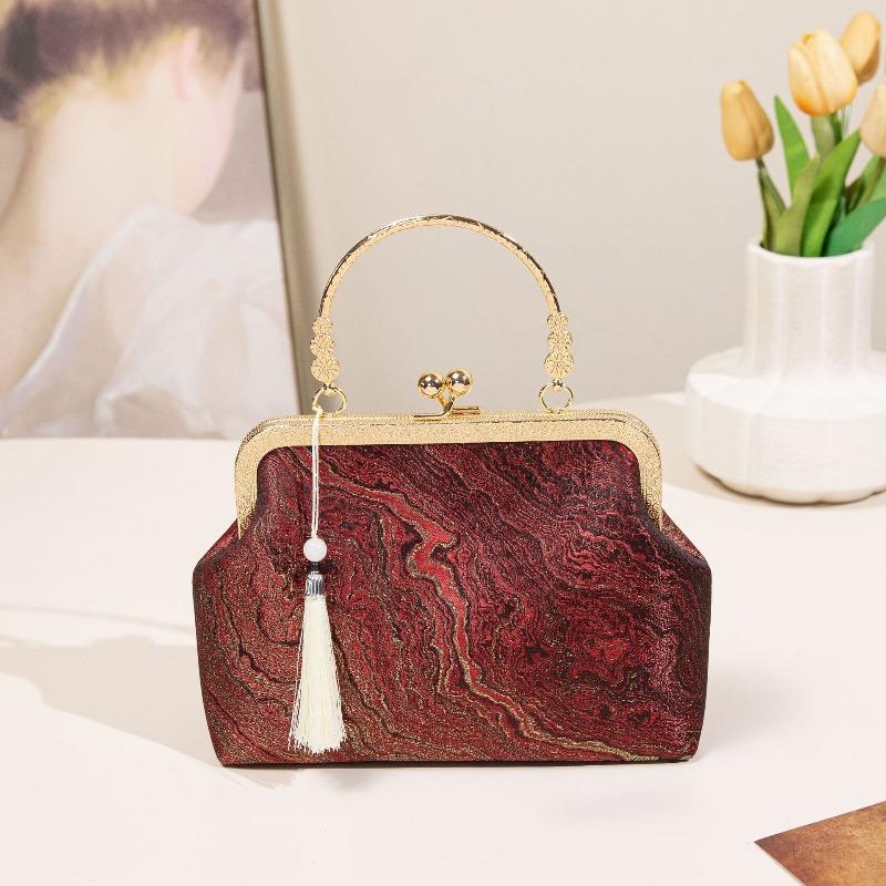 Sac pour femme sac bandoulière brocart uni et élégant sac hanfu sacs pour femme sac messager sac à main à clip