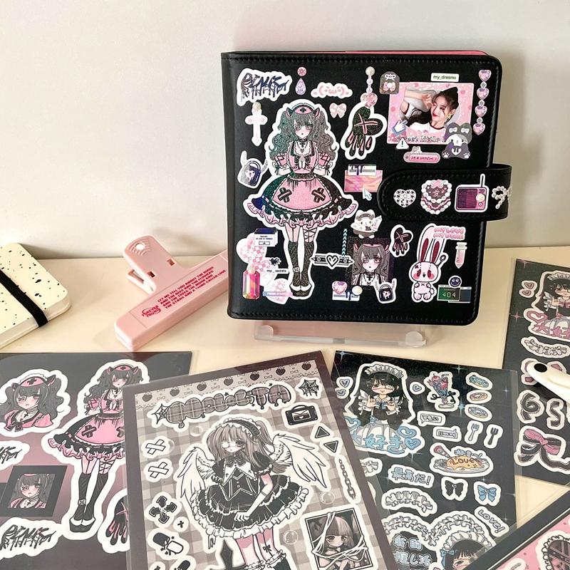 Korean Cute Maid Devil Angel Girl Stickers Scrapbooking DIY Album Decoration Sticker Aesthetic Personalized Kawaii Stationery