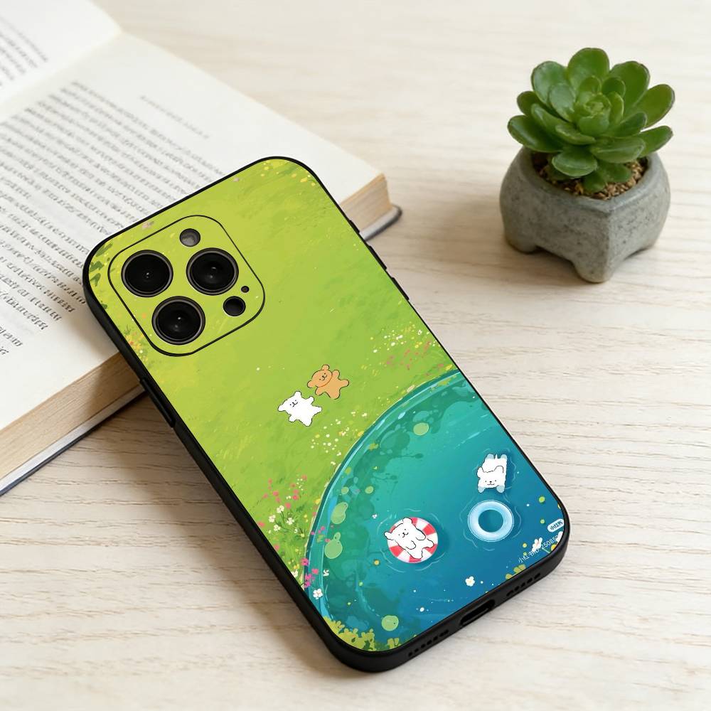 Line-art cartoon puppy Phone Case For iPhone 17, 16,15,14,13,12,11 Plus,Pro Max, Others Soft Black Cover