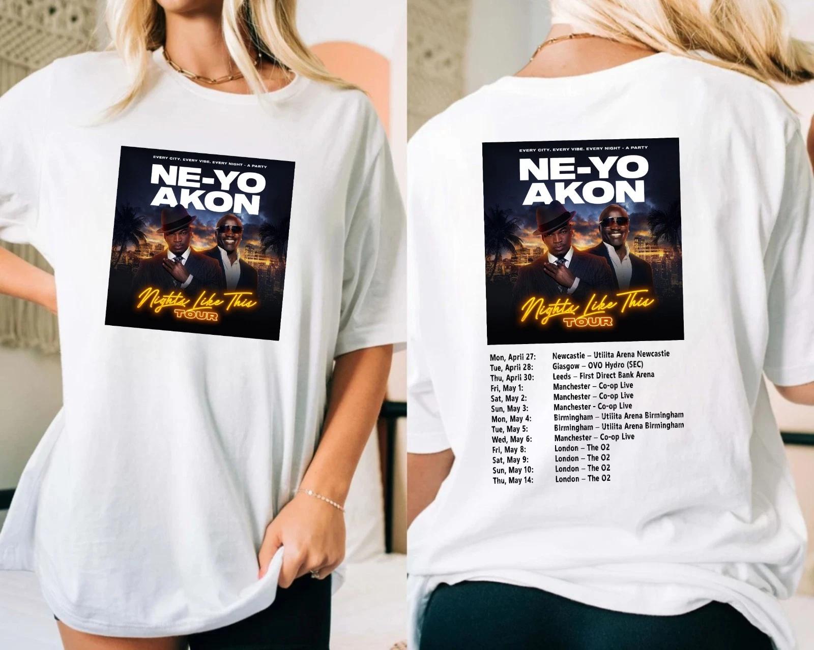 Neyo Akon Nights Nights Like This Tour 2026 Music Lover Gift Tee Top A Breathable Retro Rock Tshirt As A Gift For Fans 3XL