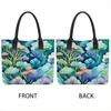  Watercolor Marine Plants Tote Bag Fashion Casual Large Capacity Daily Outdoor Shopping Shoulder Bag