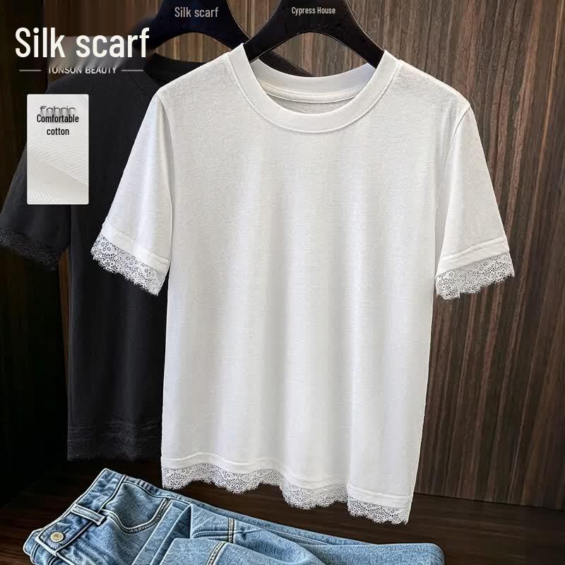 Women s Solid Color Round Neck Short Sleeve T-Shirt M