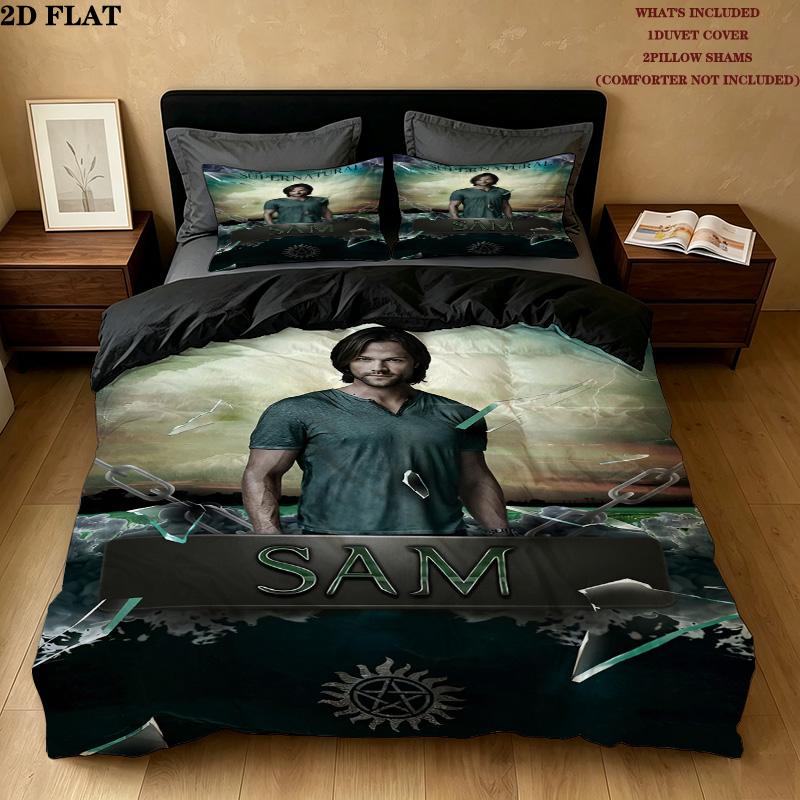 Supernatural Pattern Bedding Quilt Set Quilt Cover Pillowcase Home Birthday Gift(1 * Duvet Cover + 2 * Pillowcase, Without Core)