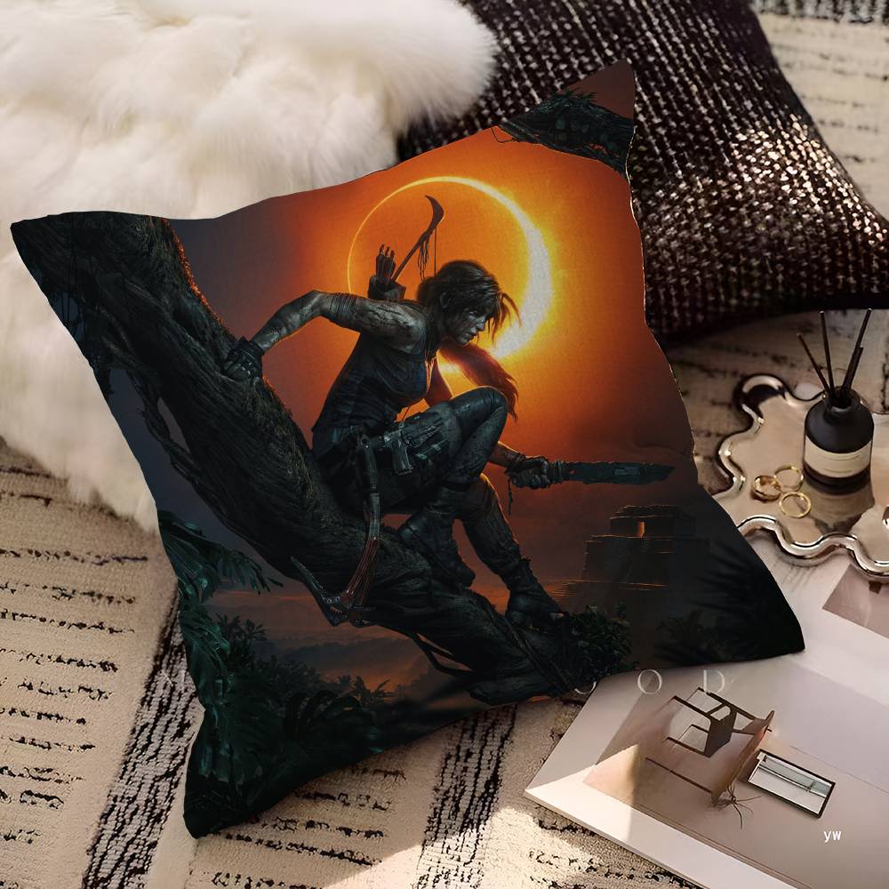 Lara Croft Tomb Raider Immagine Personalizzata Testo Cuscini Decorativi per la Casa Regali per la Casa 45x45cm