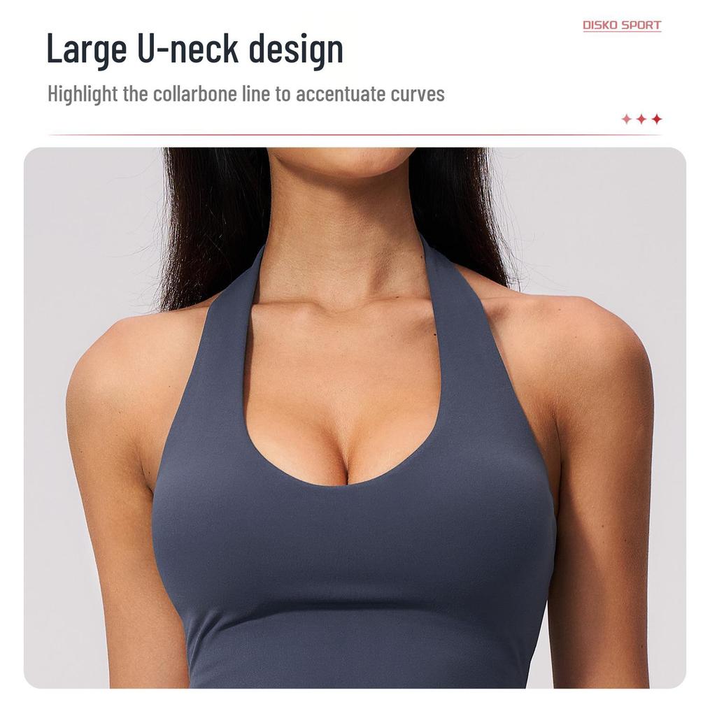 Canotta da Yoga da Donna Scollo a V Asciugatura Rapida con Scollo all'Americana, Imbottiture sul Petto e Spalline Posteriori alla Moda - Modello 5529
