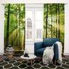 2pcs Nature Green Forest & Sunbeam Pattern Curtains Designed for Light Blocking Premium Material Suitable for Living Room Be