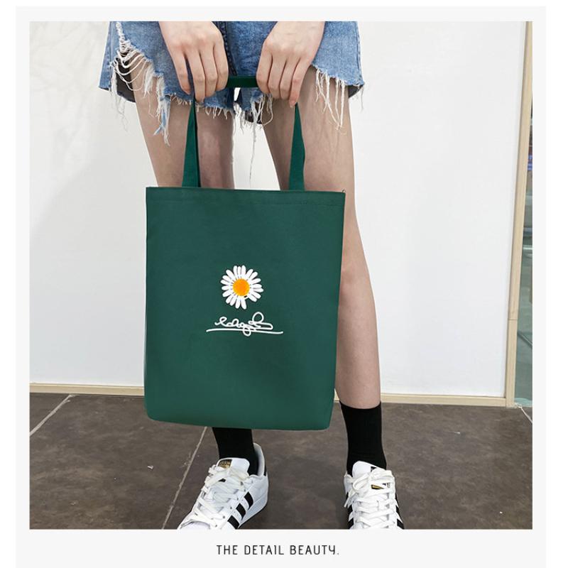 School Opening Must Have Small Daisy Printed Backpack Large Capacity Student Canvas Book Bag Korean Version Girl Four-piece Knapsack Set