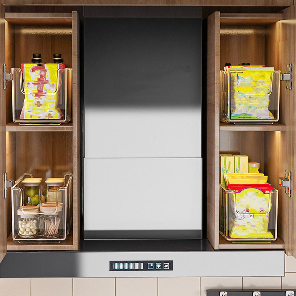 Food Storage Organizer Bins Clear Plastic Bins with 3 Removable Dividers for Pantry Kitchen Fridge Cabinet Organization
