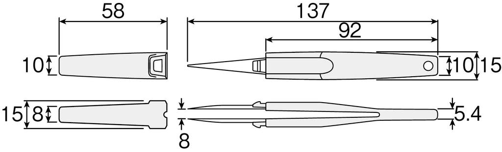 HOZAN ESD Grip Tweezers, Non-Slip Elastomer Grip, Anti-Static, 0.6mm Tip Width, Straight Type, PP-130-ESD