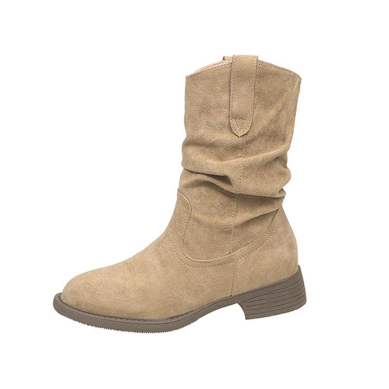 Maillard Medium Boots Children's New Spring and Autumn Western Cowboy Pile Boots Thick-soled Martin Boots Single Boots