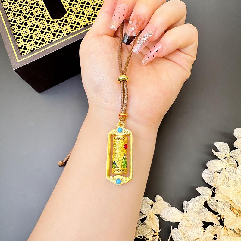 Ruyi Prayer Wheel Enamel Jewelry Necklace Pendant 60CM(Necklace Long)